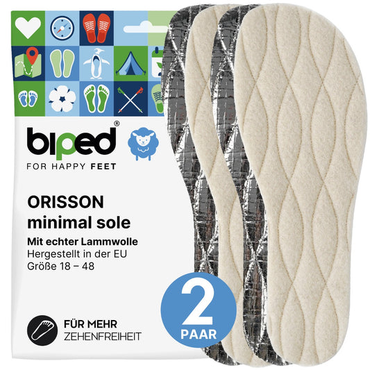 biped minimal sole ORISSON – 2 Paar Thermosohlen – spezielle Form für Barfußschuhe