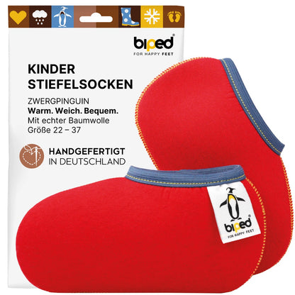 biped Kinder Stiefelsocken ZWERGPINGUIN – aus echter Baumwolle – Futter für Gummistiefel z2742