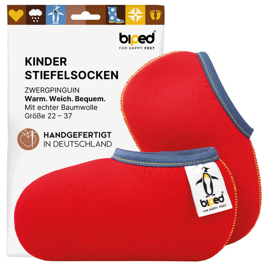 biped Kinder Stiefelsocken ZWERGPINGUIN – aus echter Baumwolle – Futter für Gummistiefel z2742
