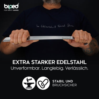 biped Metall Schuhlöffel lang, aus gebürstetem Edelstahl, in dekorativer Geschenkbox z2932