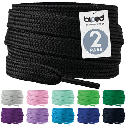 biped LACES 2 Paar Schnürsenkel flach 10 mm breit, Polyester Schuhbänder z2913