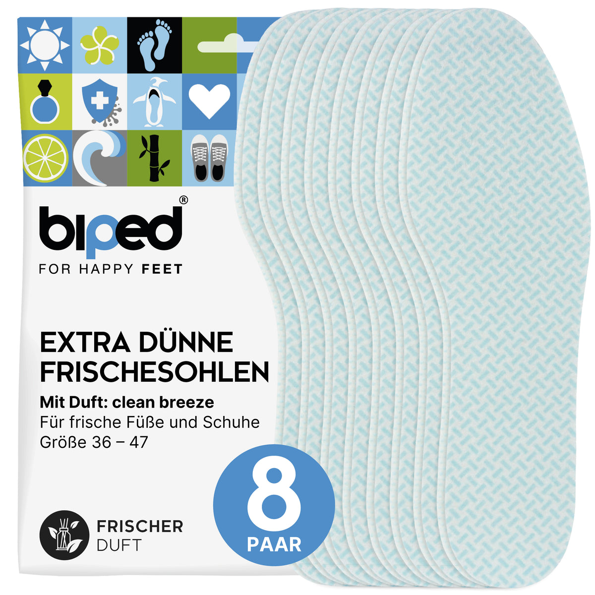 biped FRESH! 8 Paar Frischesohlen clean breeze