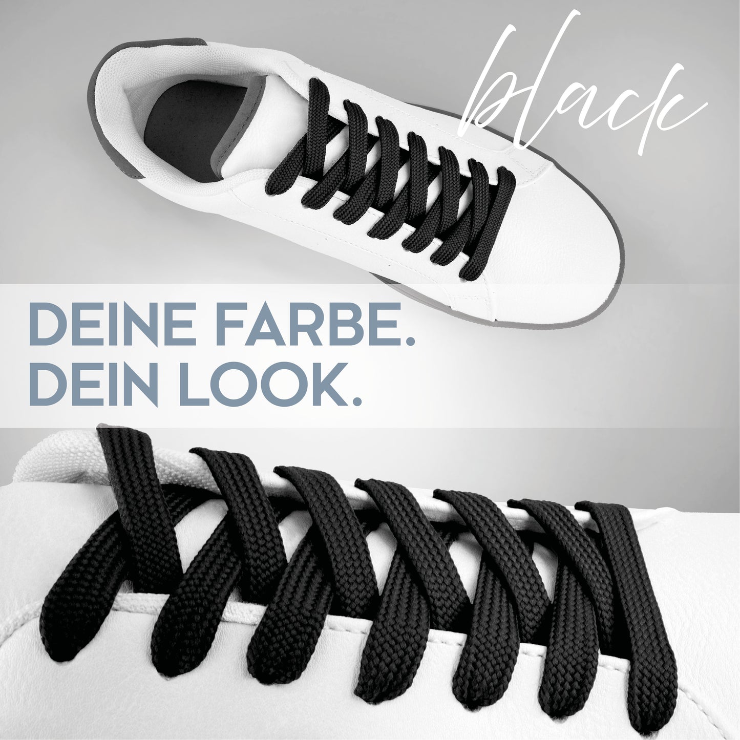 biped LACES 2 Paar Schnürsenkel flach 10 mm breit, Polyester Schuhbänder z2913