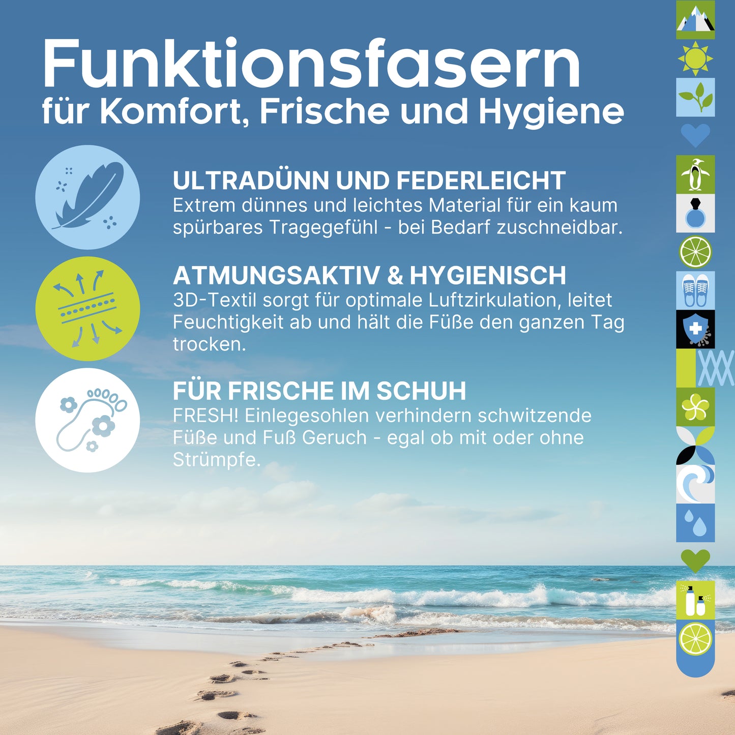 biped FRESH! 8 Paar Frischesohlen clean breeze - Extra dünne Einlegesohlen mit frischem Duft z1019