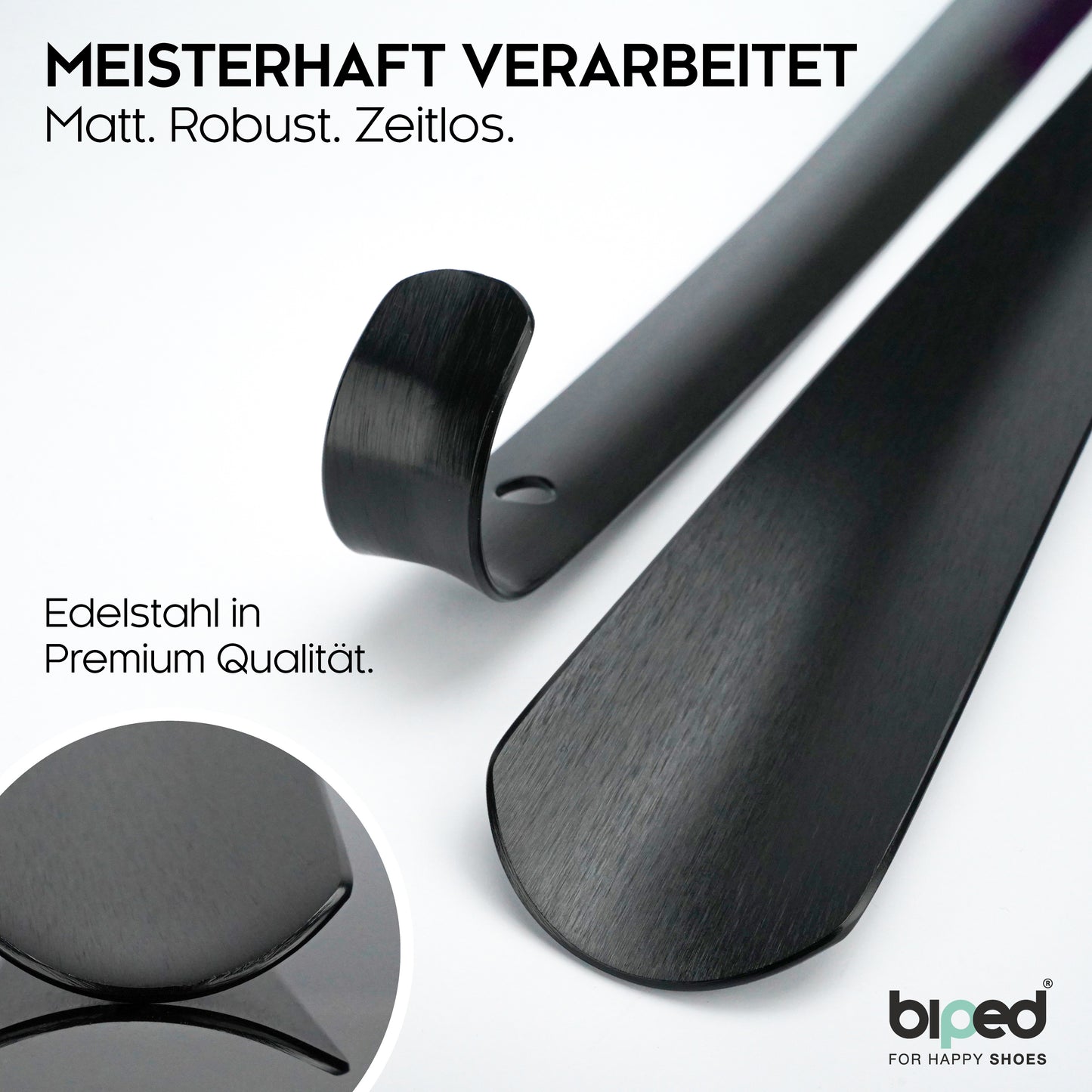 biped Metall Schuhlöffel lang, aus gebürstetem Edelstahl, in dekorativer Geschenkbox z2932