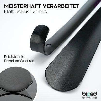 biped Metall Schuhlöffel lang, aus gebürstetem Edelstahl, in dekorativer Geschenkbox z2932