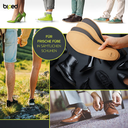 biped 2 Paar Premium Leder Einlegesohlen mit Aktivkohle Latex z2763