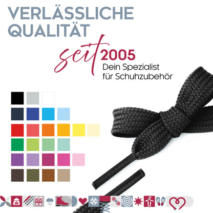 biped LACES 2 Paar Schnürsenkel flach 10 mm breit, Polyester Schuhbänder z2913