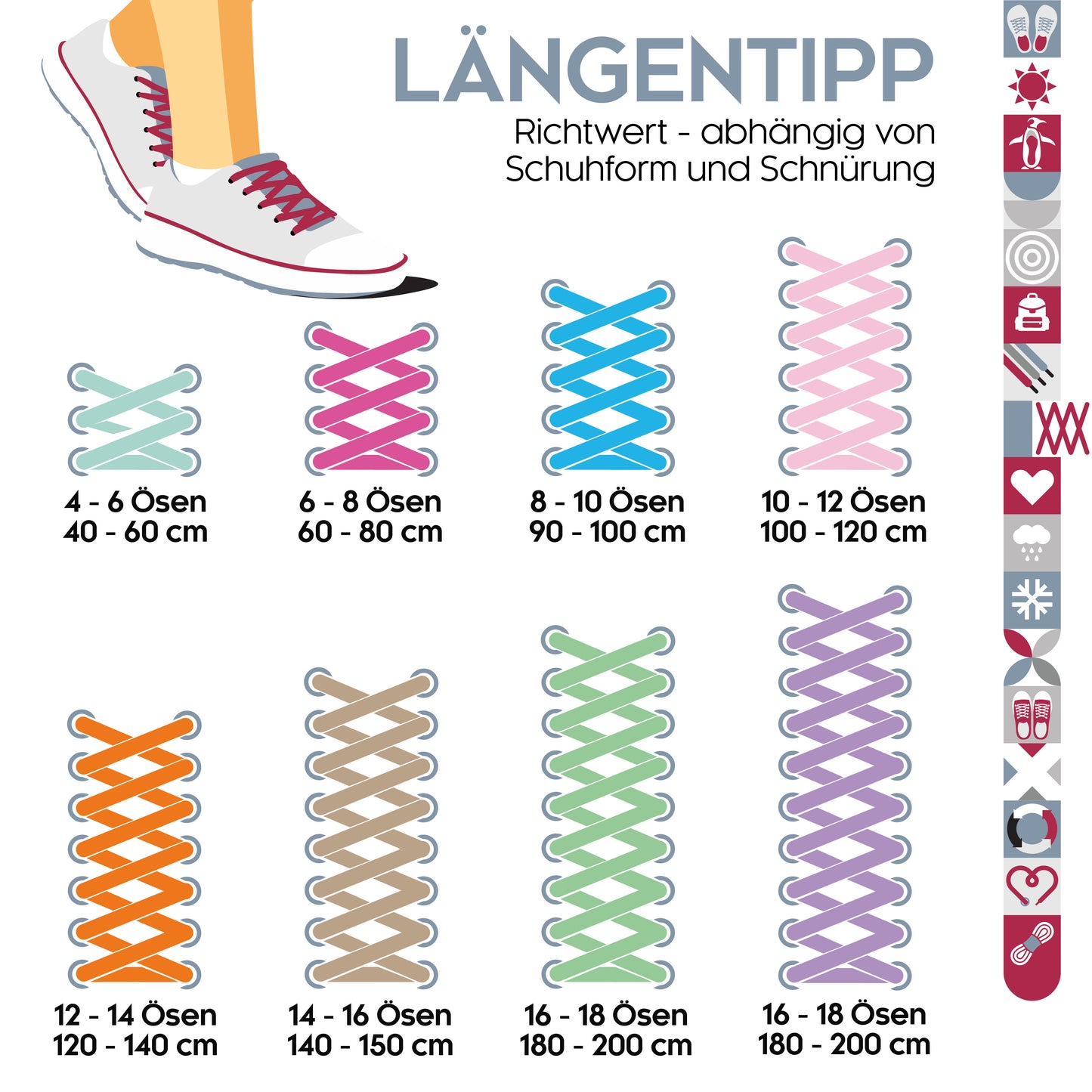biped LACES 2 Paar Schnürsenkel flach 10 mm breit, Polyester Schuhbänder z2913