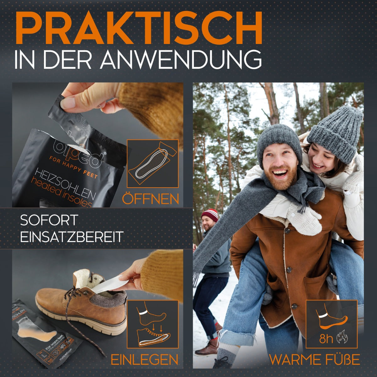 biped Heizsohlen – 4 Paar Wärmesohlen für Schuhe - Natürliche Fußwärmer z2940