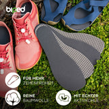 biped minimal sole VIANA - 2 Paar Aktivkohle Einlegesohlen mit Oberseite aus echter Baumwolle - spezielle Form für Barfußschuhe - für Erwachsene und Kinder