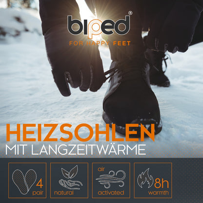biped Heizsohlen – 4 Paar Wärmesohlen für Schuhe - Natürliche Fußwärmer z2940