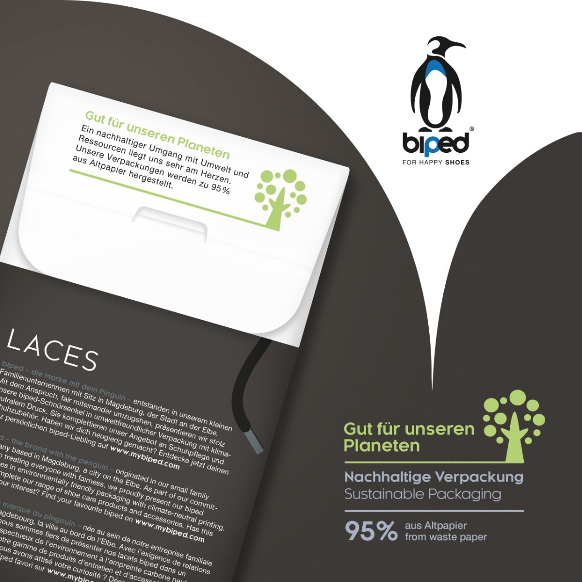 biped LACES 2 Paar runde Schnürsenkel aus Baumwolle 2mm z2900