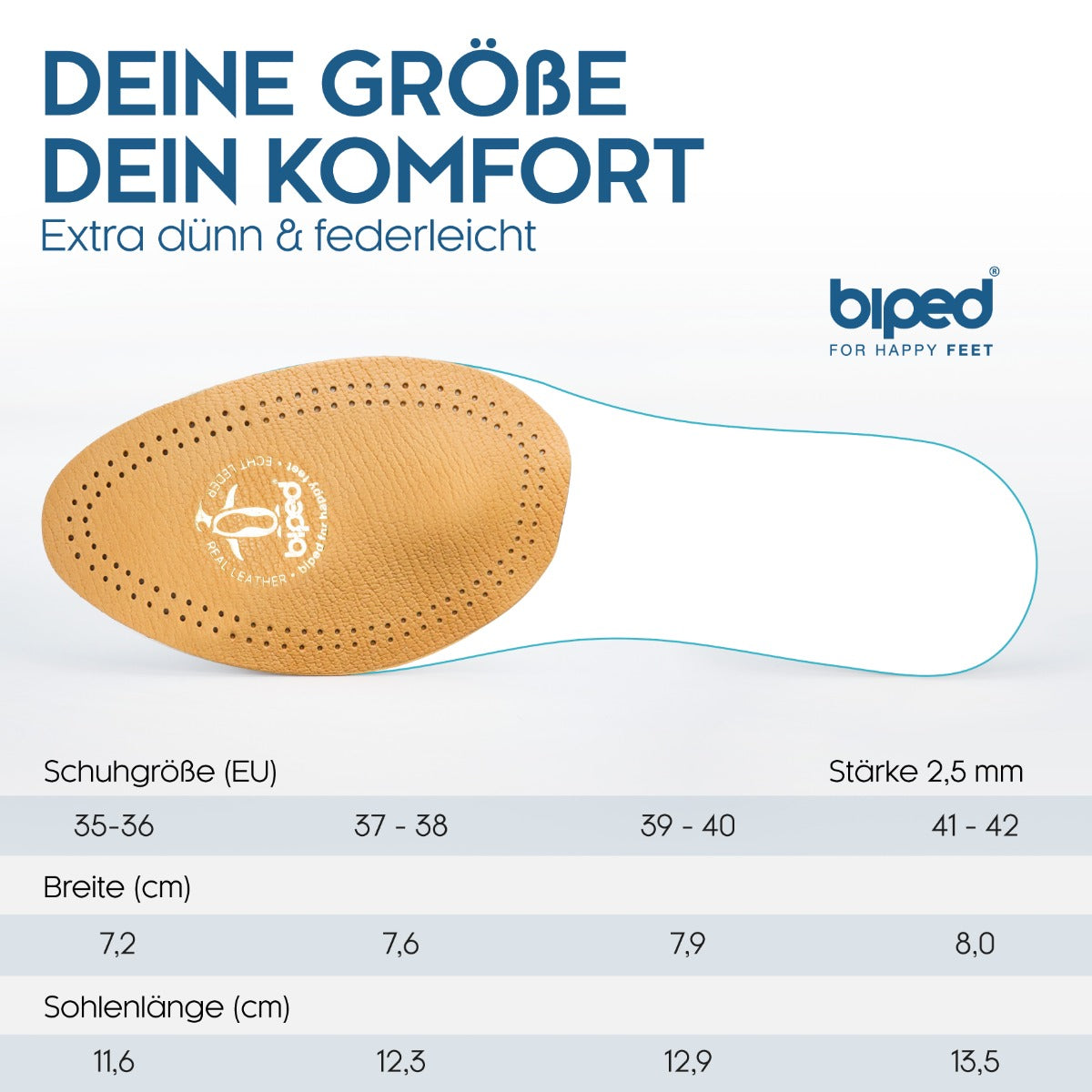 biped Leder Halbsohlen mit Pelotte - selbstklebend z1783