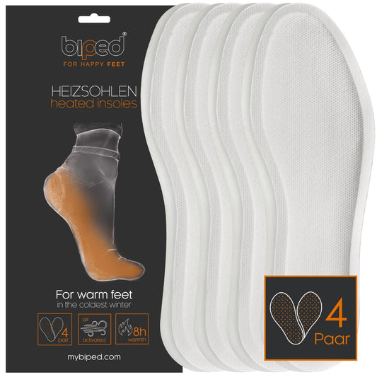 biped Heizsohlen – 4 Paar Wärmesohlen für Schuhe - Natürliche Fußwärmer z2940