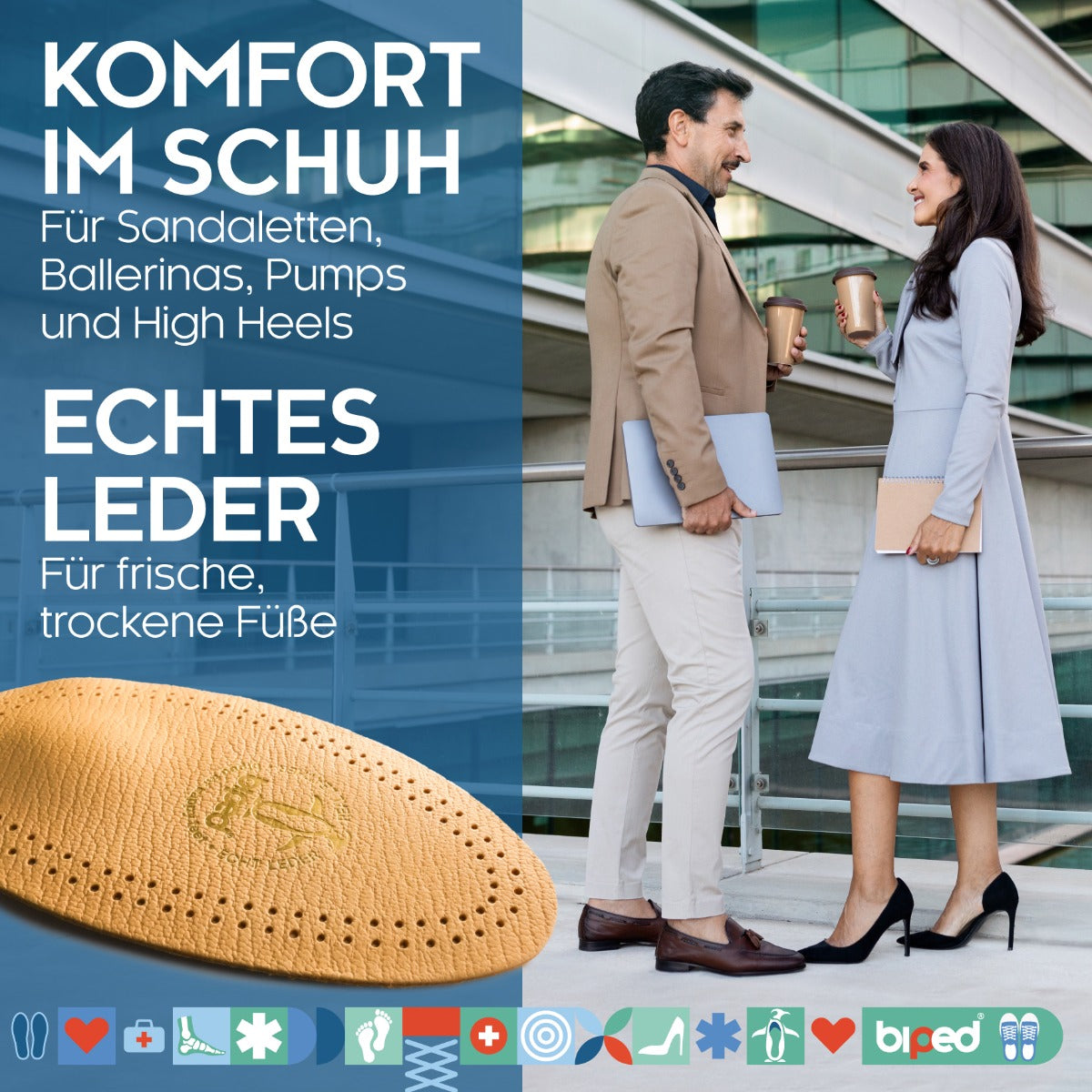 biped Leder Halbsohlen mit Pelotte - selbstklebend z1783