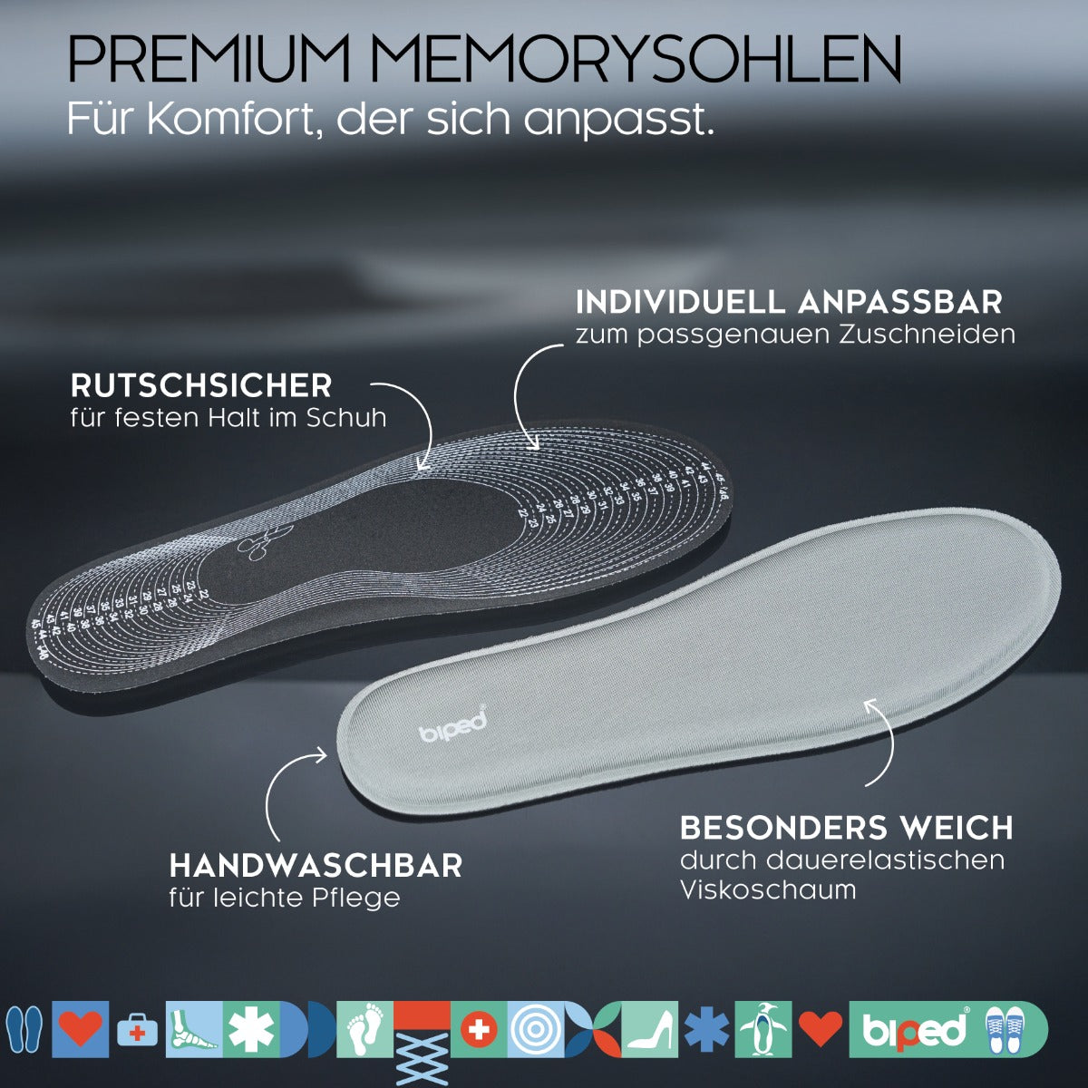 biped Memory Einlegesohlen zum Zuschneiden z2937