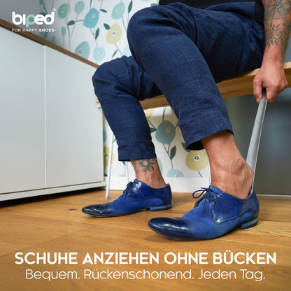 biped Metall Schuhlöffel lang, aus gebürstetem Edelstahl, in dekorativer Geschenkbox z2932