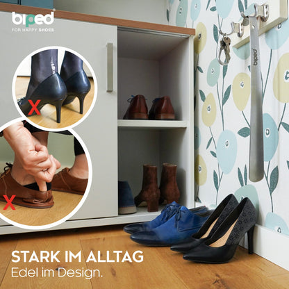 biped Metall Schuhlöffel lang, aus gebürstetem Edelstahl, in dekorativer Geschenkbox z2932