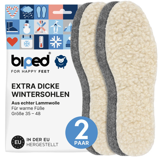biped 2 Paar Lamm Wollsohlen mit Filz z1004
