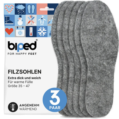 biped 3 Paar extra dicke Filzsohlen z1014