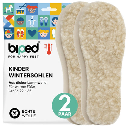 biped 2 Paar Kinder Lammwoll Einlegesohlen, extra dick z1021