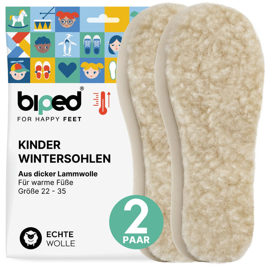 biped 2 Paar Kinder Lammwoll Einlegesohlen, extra dick z1021