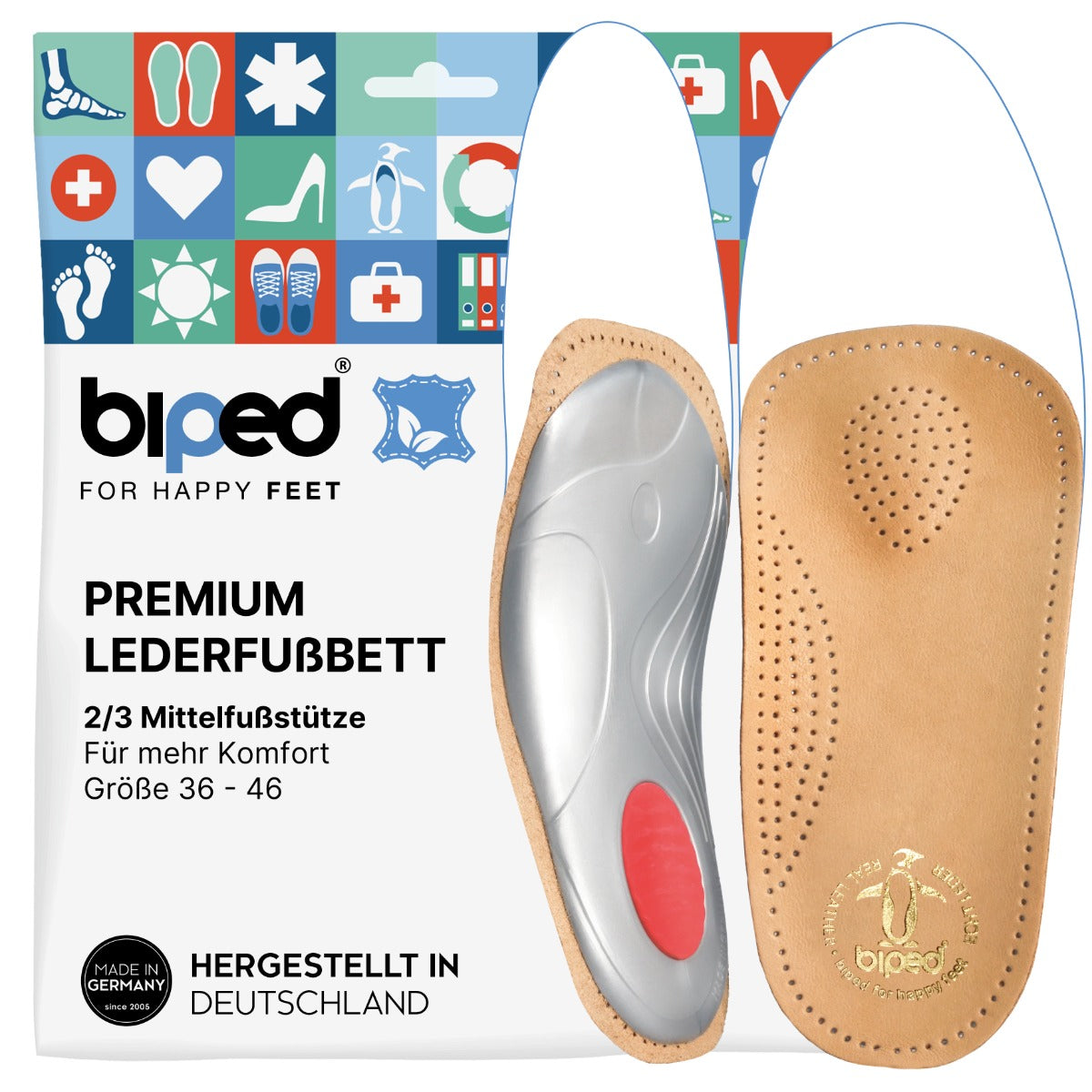 biped Premium Leder Mini Fußbett 2/3 Mittelfußstütze z2225