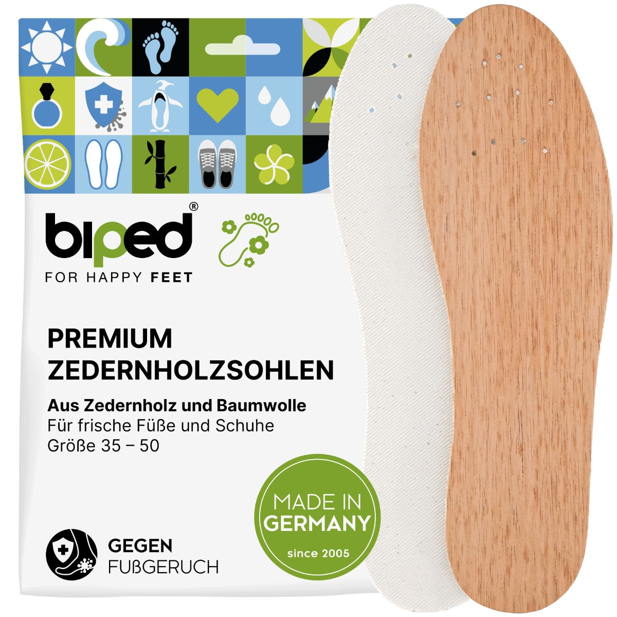 biped Zedernholz Schuheinlagen - Antibakterielle Einlegesohlen z2327