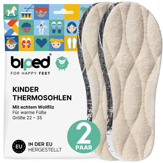 biped 2 Paar Kinder Thermosohlen mit Lammwolle und Aluminium Unterseite z2692