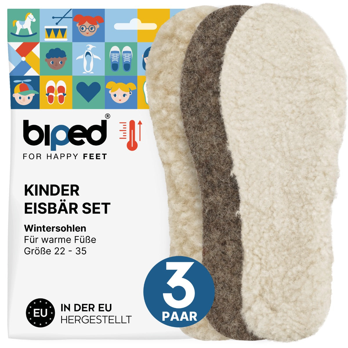 biped 3 Paar Kinder Einlegesohlen Winter Set EISBÄR z2729