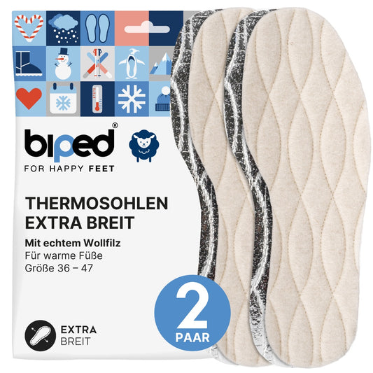 biped 2 Paar extra breite Thermosohlen mit Lammwolle z2735