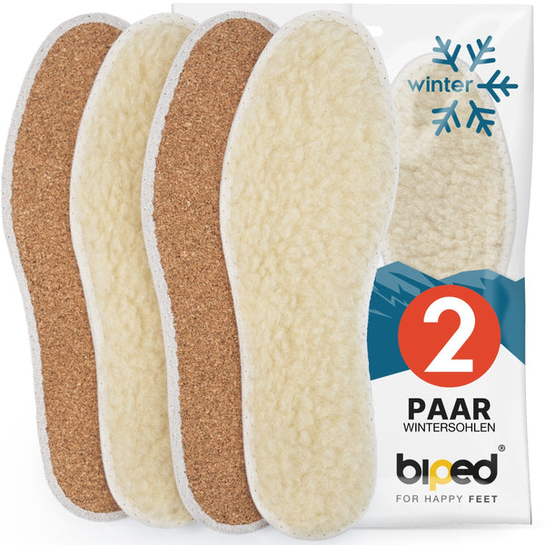 biped 2 Paar Winter Einlegesohlen mit Lammwolle und Kork - gekettelt z2736
