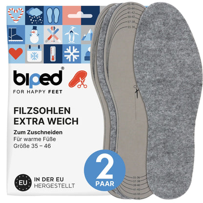 biped 2 Paar Filzsohlen zum Zuschneiden z2739