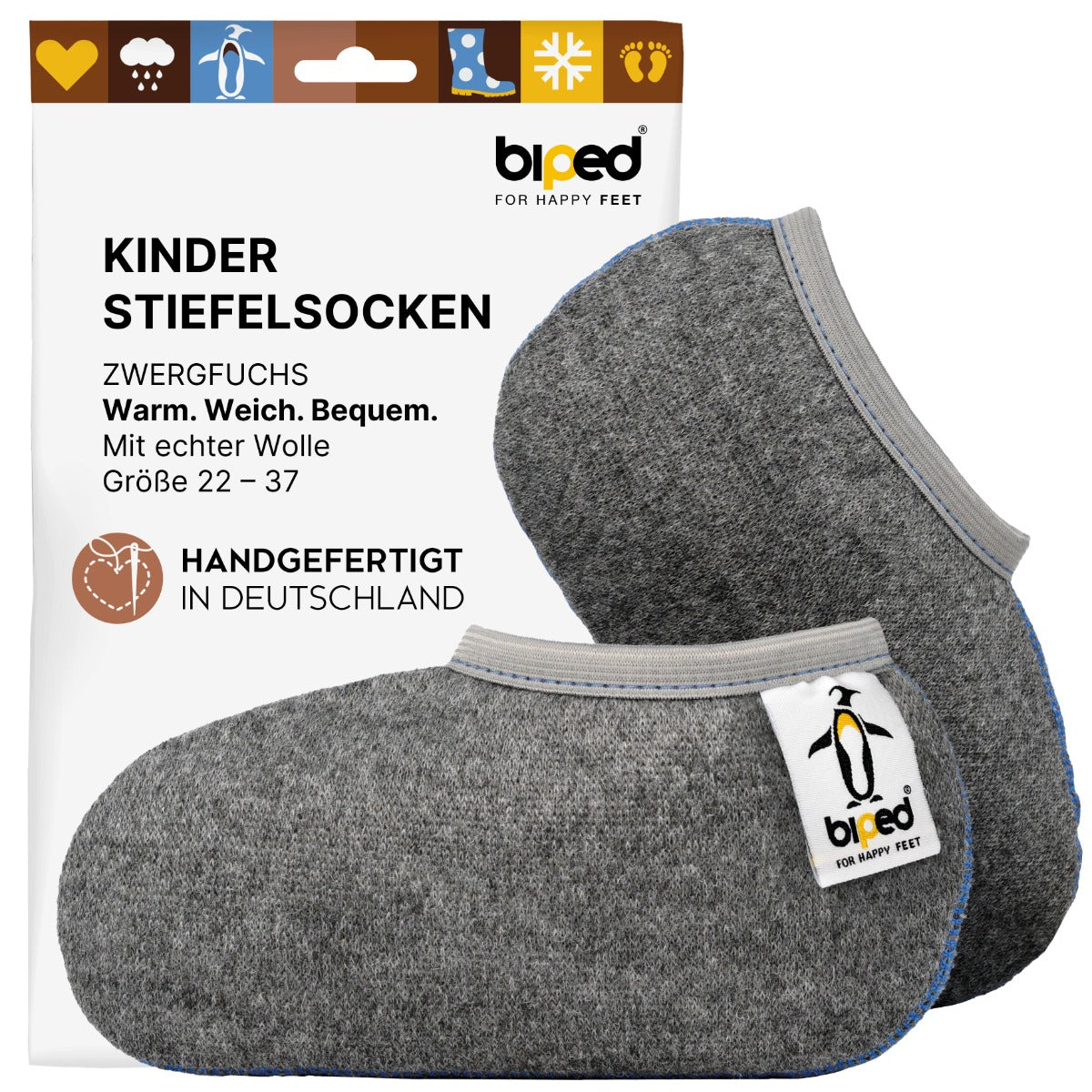 biped Kinder Stiefelsocken ZWERGFUCHS - Mit echter Wolle z2741