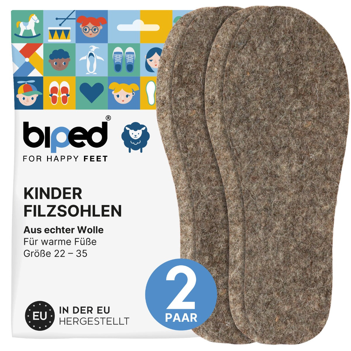biped 2 Paar Kinder Wollfilz Einlegesohlen z2755