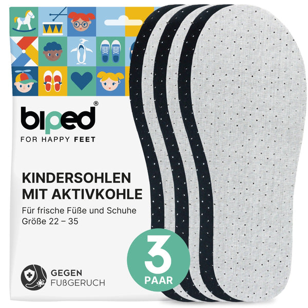 biped 3 Paar Kinder Aktivkohle Latex Einlegesohlen z2768