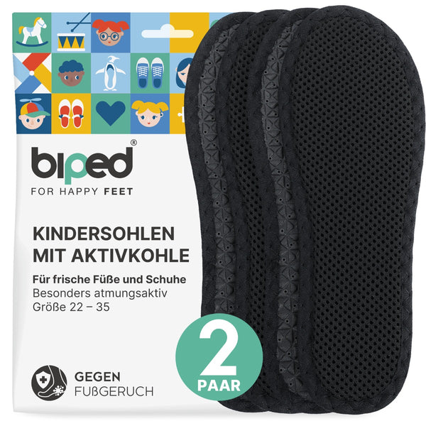 biped 2 Paar Kinder Aktivkohle Sohlen - zur Klimaregulierung, für hygienisch frische Schuhe und Füße z2769