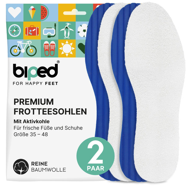biped 2 Paar Baumwoll-Frotteesohlen mit Aktivkohle z2770