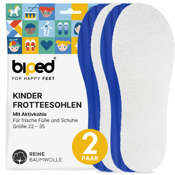 biped 2 Paar Kinder Baumwoll-Frotteesohlen mit Aktivkohle z2771