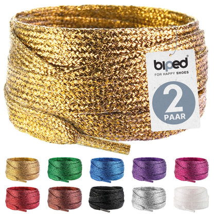 biped LACES 2 Paar Glitzer Schnürsenkel flach 8 mm z2919