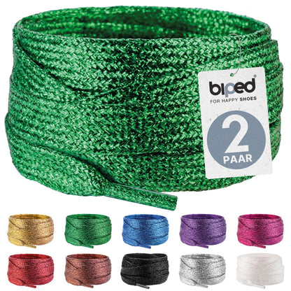 biped LACES 2 Paar Glitzer Schnürsenkel flach 8 mm z2919
