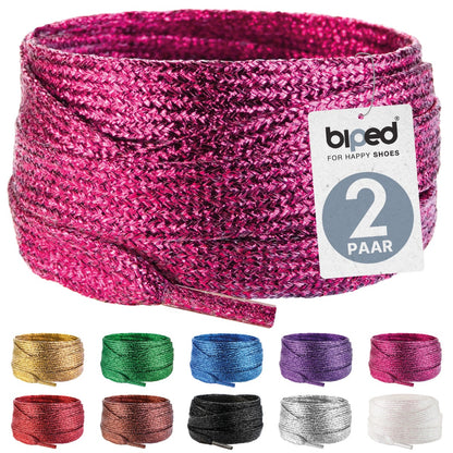 biped LACES 2 Paar Glitzer Schnürsenkel flach 8 mm z2919