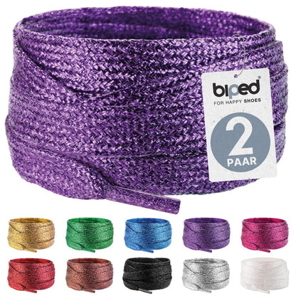 biped LACES 2 Paar Glitzer Schnürsenkel flach 8 mm z2919