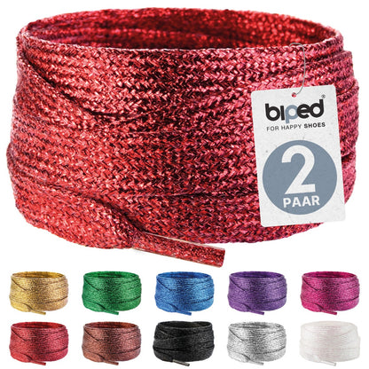 biped LACES 2 Paar Glitzer Schnürsenkel flach 8 mm z2919