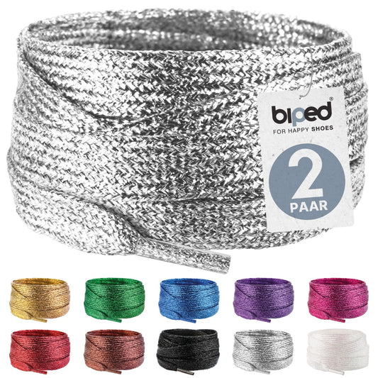 biped LACES 2 Paar Glitzer Schnürsenkel flach 8 mm z2919