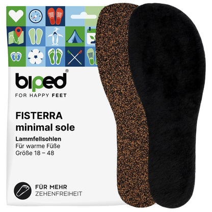 biped minimal sole FISTERRA – Lammfell Einlegesohlen - spezielle Form für Barfußschuhe