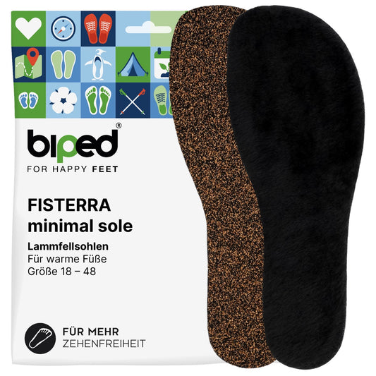 biped minimal sole FISTERRA – Lammfell Einlegesohlen - spezielle Form für Barfußschuhe