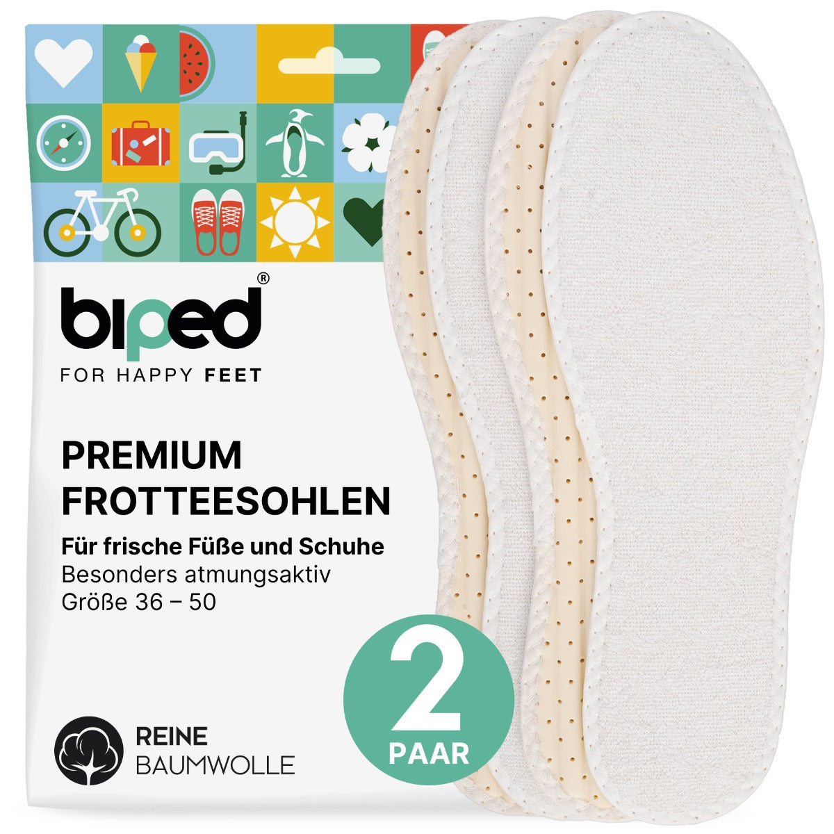 biped 2 Paar Baumwoll-Frotteesohlen z1016