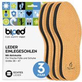 biped 3 Paar Leder Einlegesohlen mit Aktivkohle z1724